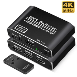 Switch HDMI 3 Puertos 4K UHD – Selector 3 Entradas 1 Salida