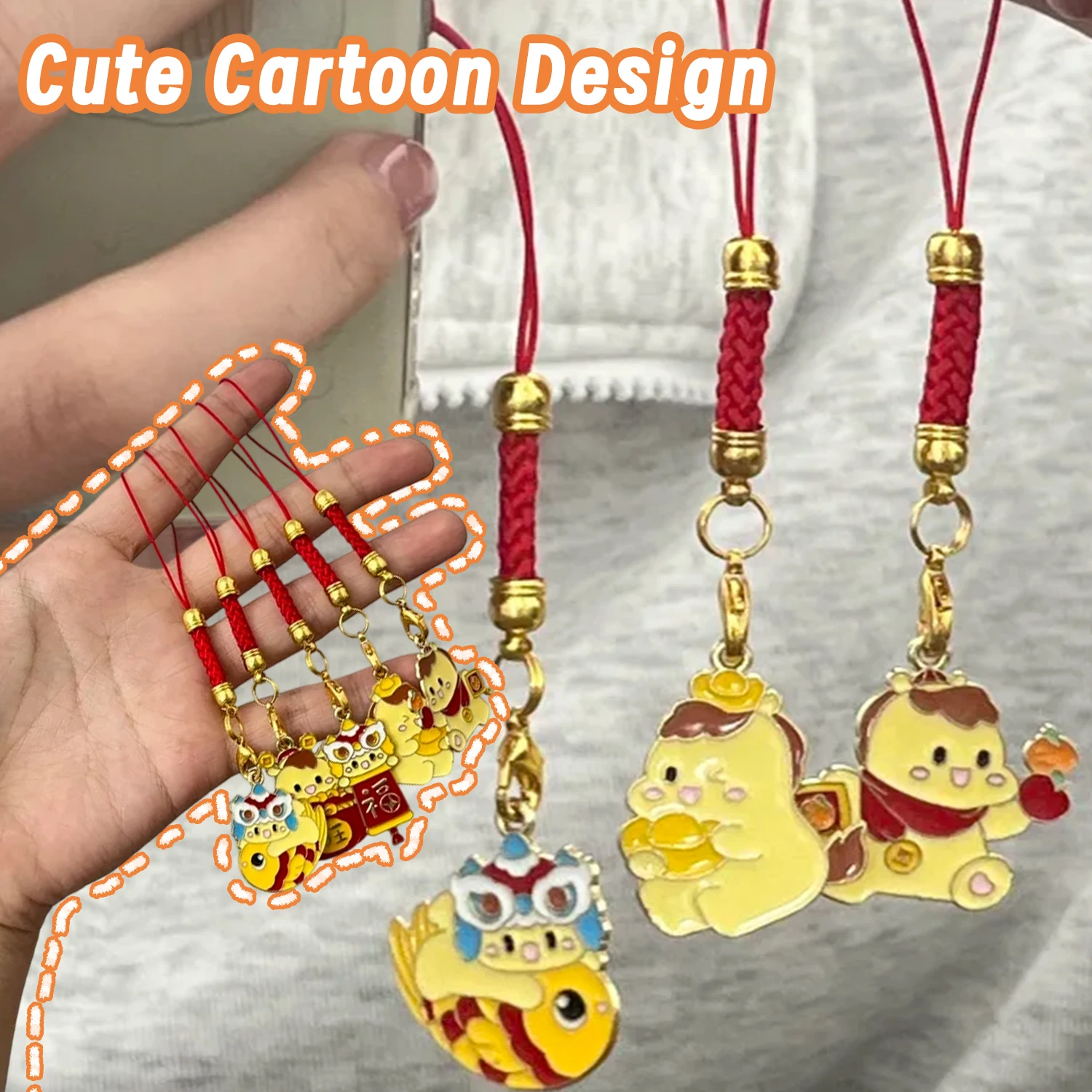 Cadena para teléfono móvil con dibujos animados para mujer, abalorio trenzado corto a la moda, correa para la muñeca, cordón antipérdida, adornos para teléfono