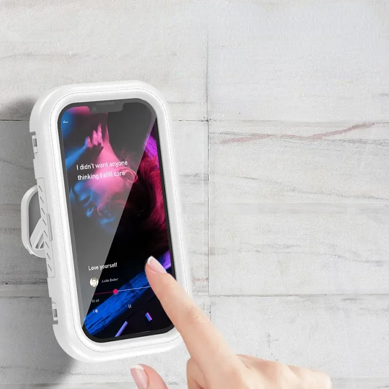 Soporte para teléfono de ducha impermeable, soporte telescópico de montaje en pared para teléfono, ángulo de rotación ajustable para baño, soporte de cocina - imagen 5