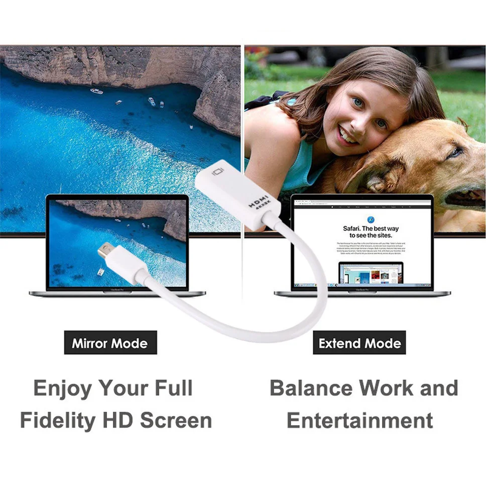 Grwibeou 4K Mini DP a HDMI convertidor compatible Thunderbolt 2 Mini Displayport a HDMI cable adaptador para Apple MacBook Air Pro - imagen 4