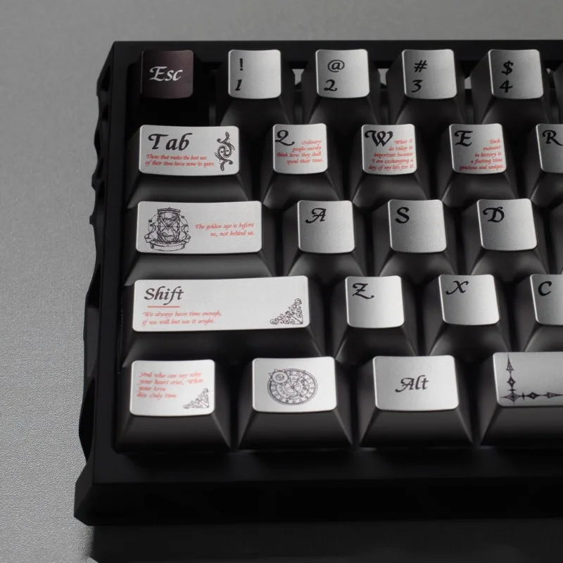Juego de teclas con tema Time Silver, teclas personalizadas con perfil de cereza PBT ABS, accesorios para teclado mecánico - imagen 5