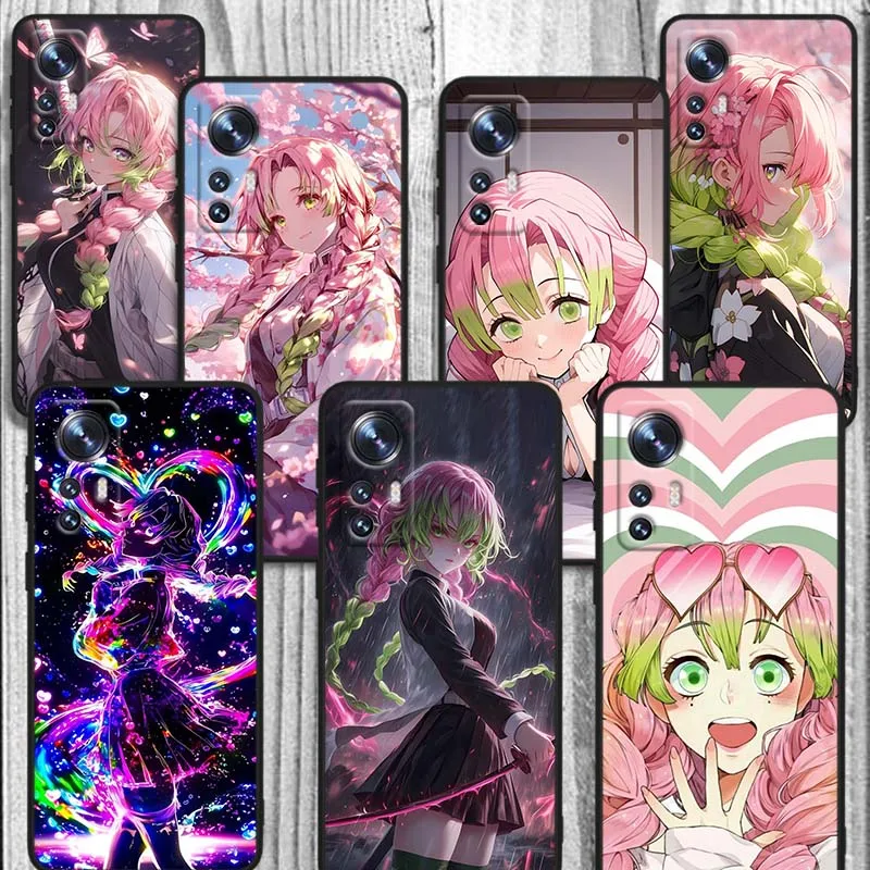 Mitsuri lindo Anime para Xiaomi Mi 17 15 14 14T 13 12 11 13T 12T 11T 12X Lite Ultra Pro Max 5G funda de teléfono negra