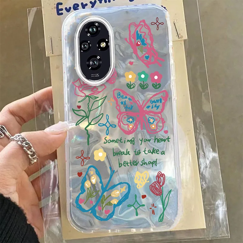 Funda de amor para niñas con lazo de mariposa y gato para Honor 200 X9 200 Lite Magic 4 Lite X5 Plus, funda para teléfono de PC - imagen 3