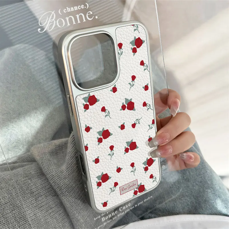 Una pantalla llena de rosas funda de teléfono para iPhone11/12/13/14/15/16/17 Pro Max AIR PLUS funda de teléfono epoxi textura de cuero TPU - imagen 2