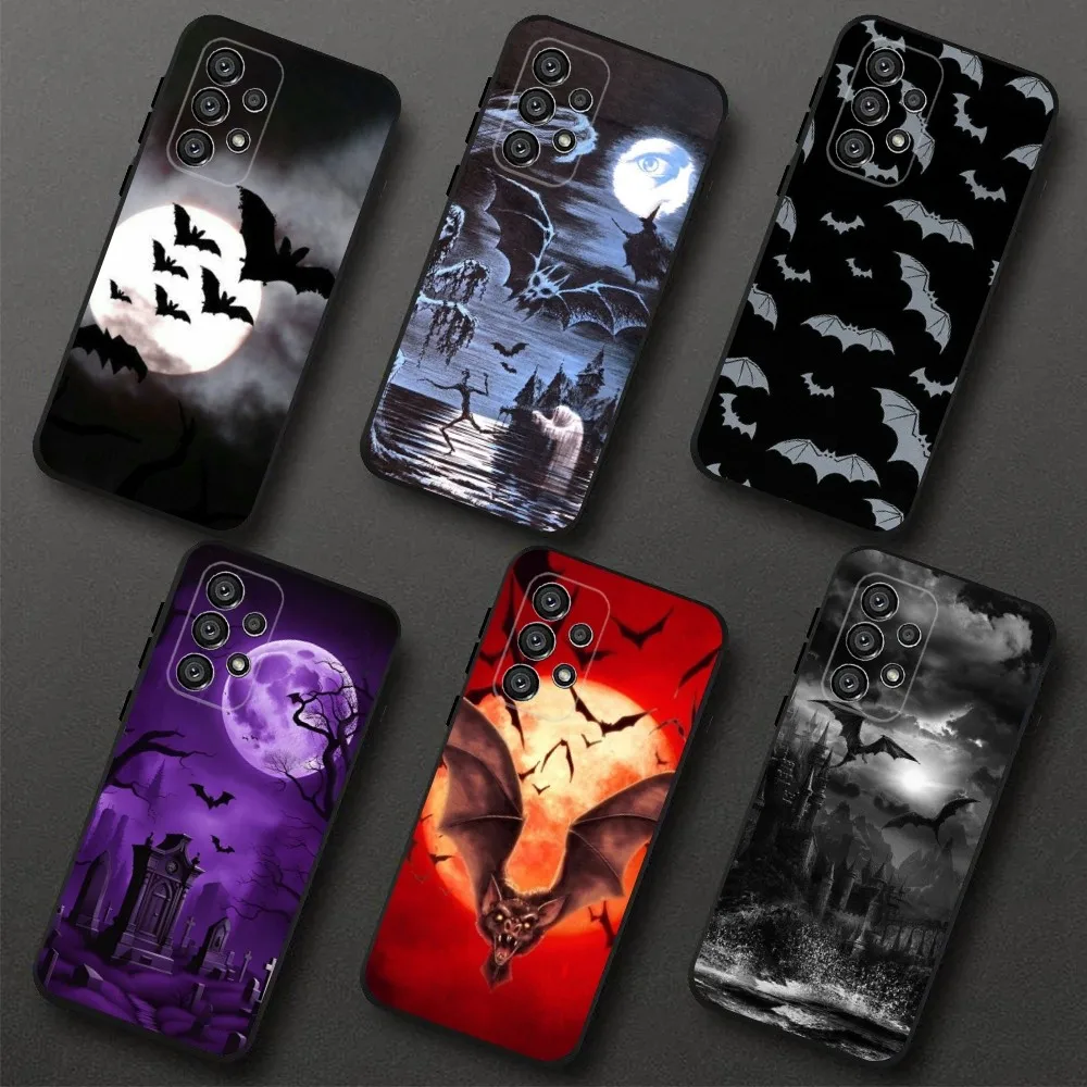 Funda de teléfono gótica con diseño de murciélago vampiro para Samsung Galaxy A20,A21s,A22,A31,A32,A52,A53,A72,73,A80,A91 funda negra suave