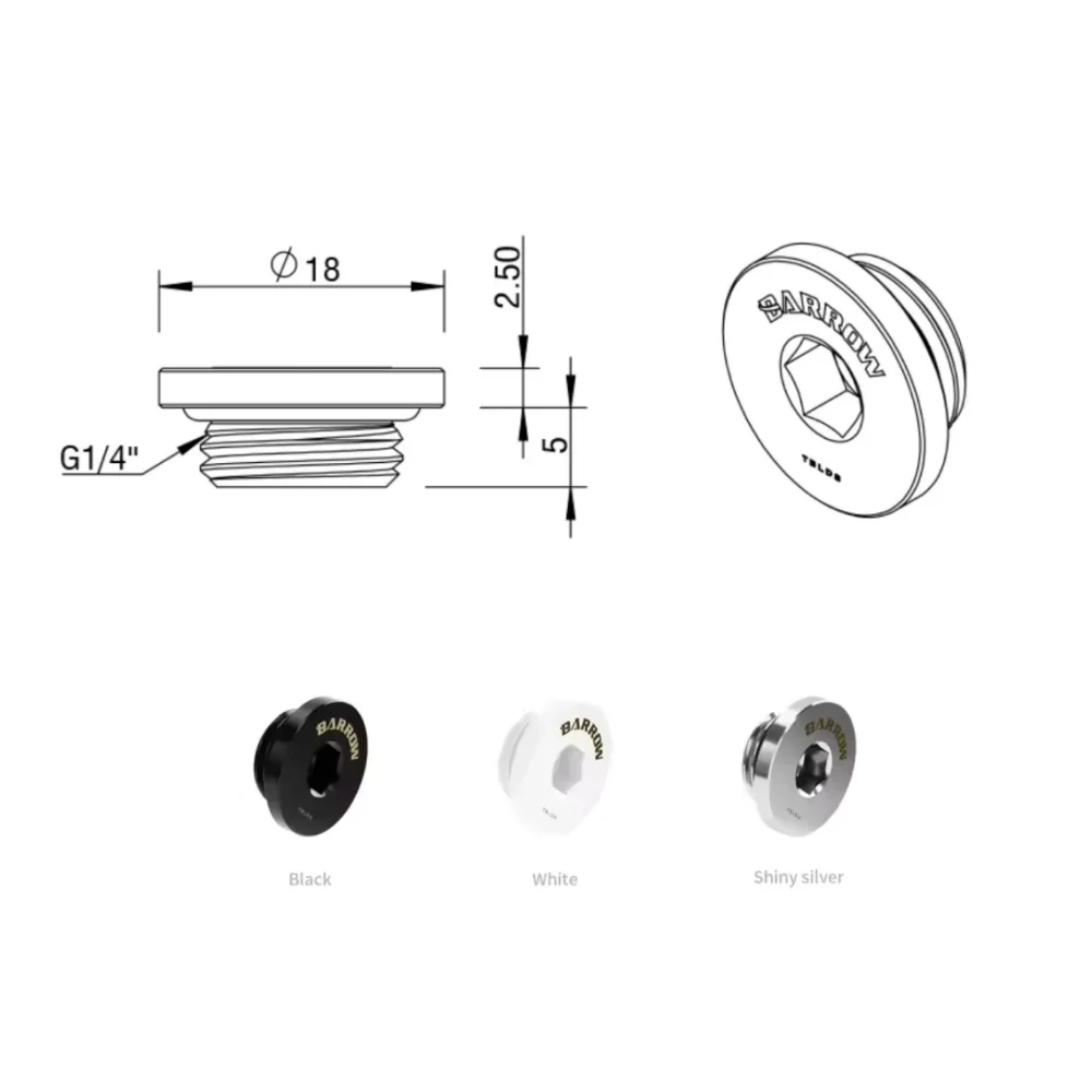 Accesorios de sellado de tapón de parada de agua Barrowch, llave hexagonal, tapa final para apretar a mano, sello de bloqueo, negro, plateado y blanco, TBLDS - imagen 5