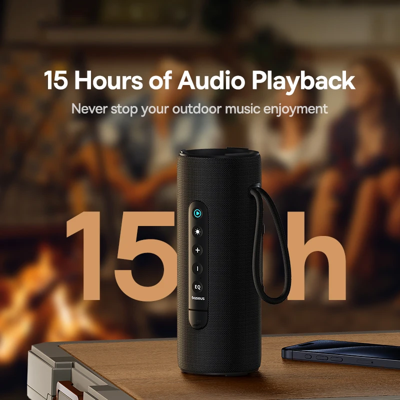 Baseus AeQur VO20 altavoz inalámbrico Bluetooth 5,3 IPX5 impermeable potente 15W subwoofer caja de sonido Camping altavoces TWS portátiles - imagen 3