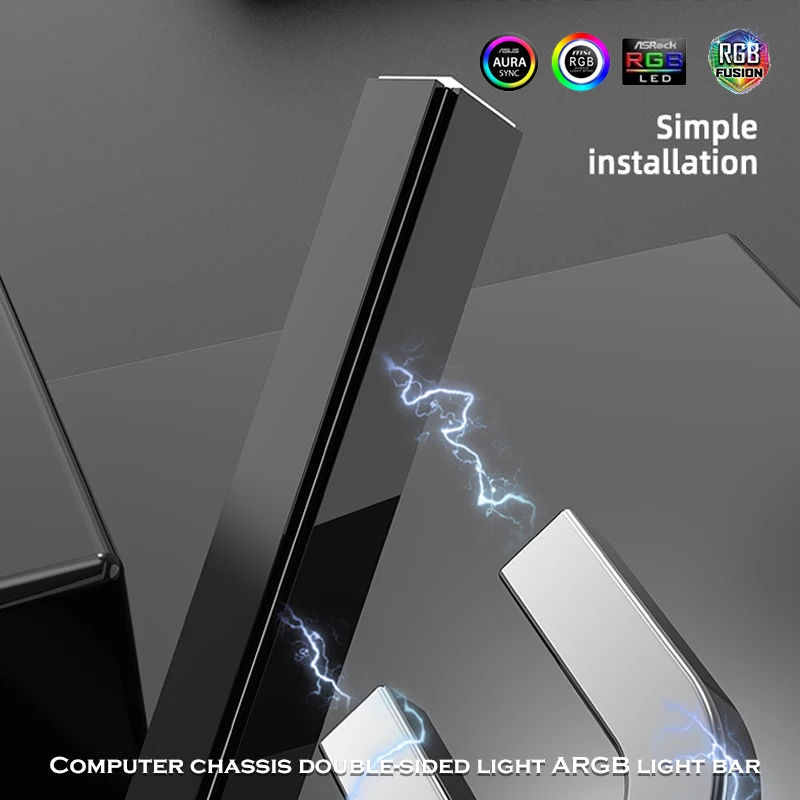 Gabinete de computadora de escritorio RGB LED Strip Streamer Chasis Light, 5V ARGB M/B SYNC, brillo lateral doble de aluminio, 30cm/40cm - imagen 3