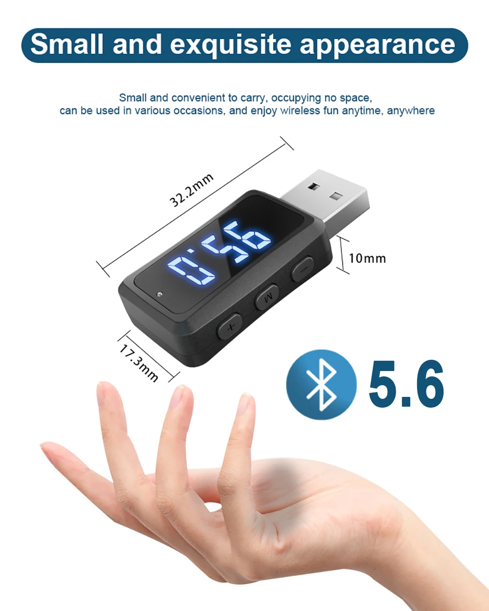 Receptor y transmisor FM para coche Bluetooth 5,6, con pantalla LED, USB, inalámbrico, llamada con manos libres, Mini alimentación USB, Kit de Radio Fm para coche - imagen 5