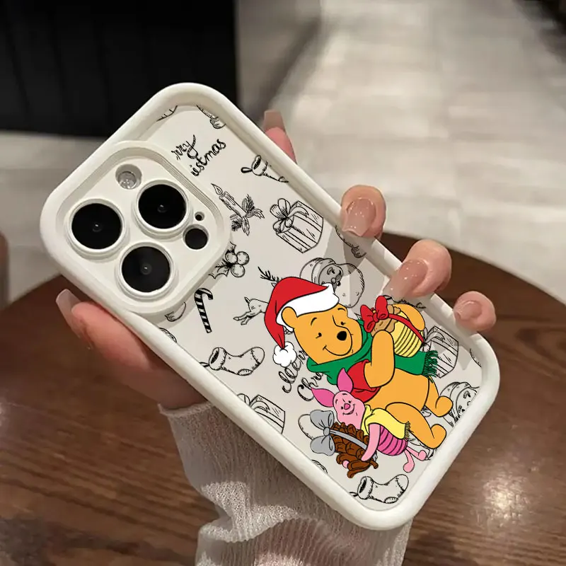 Disneies Navidad Linda funda de teléfono Winnie para IPhone 16 15 14 13 12 11 Pro Max Mini XR XS X 7 8 6 6s Plus cubierta trasera suave de TPU - imagen 3