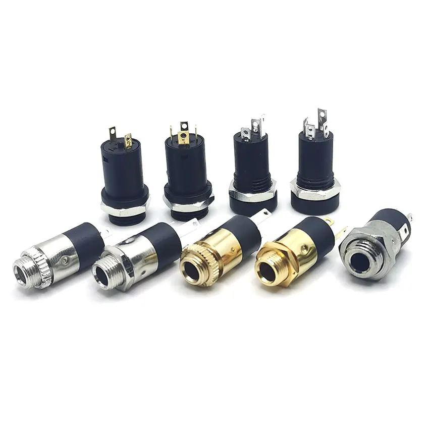 Enchufe hembra estéreo de La serie PJ con tornillo 3,5, Conector de Audio para auriculares 3P 4P de doble canal Vertical 3,5, 392mm, 1 unidad - imagen 2