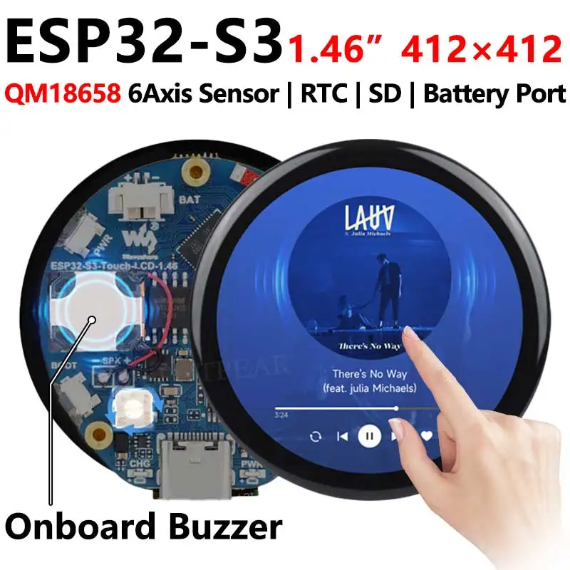 XiaoZhi DeepSeek AI Chat de voz ESP32 S3 Placa de desarrollo LCD redondo de 1,46 pulgadas QMI8658/micrófono/SD/MP3 Audio/Puerto de batería LVGL - imagen 2