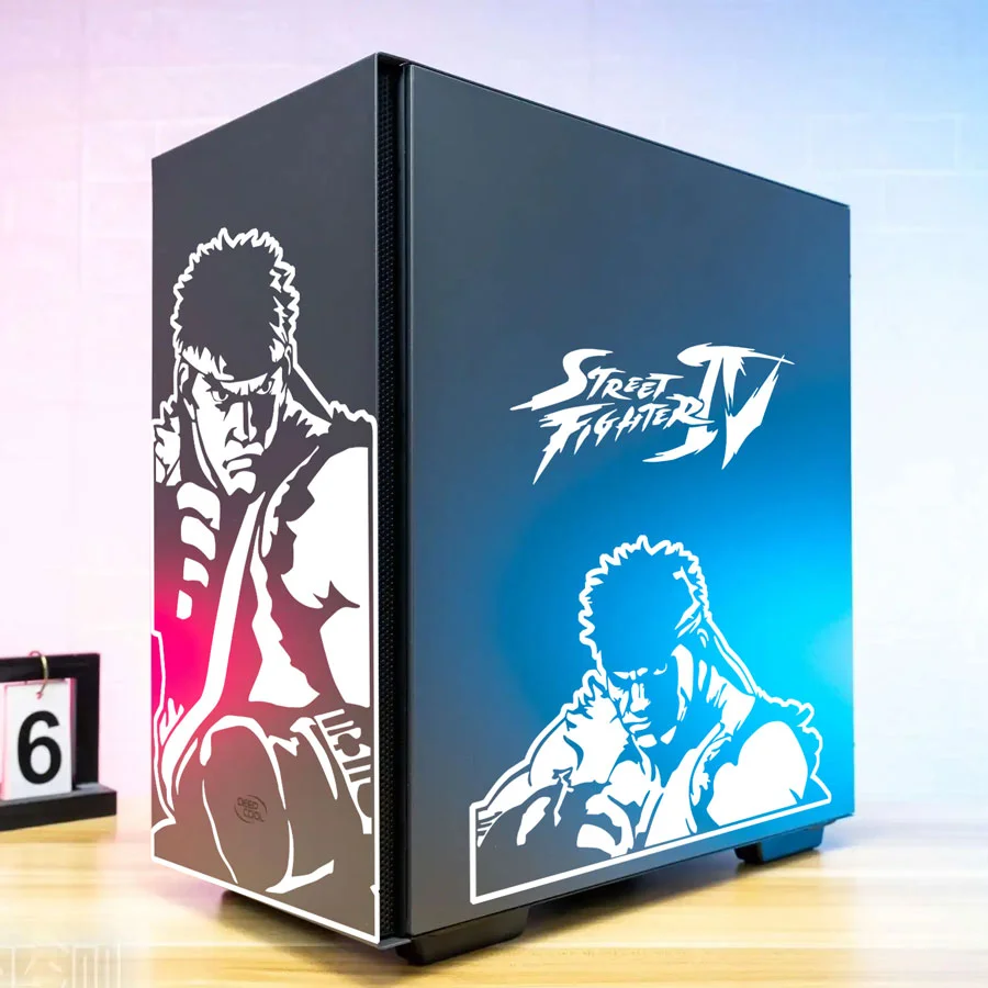 Ryu pegatinas de vinilo para carcasa de PC, calcomanías de decoración de personajes de juego para chasis de ordenador, calcomanía impermeable hueca, Atx Gaming - imagen 5
