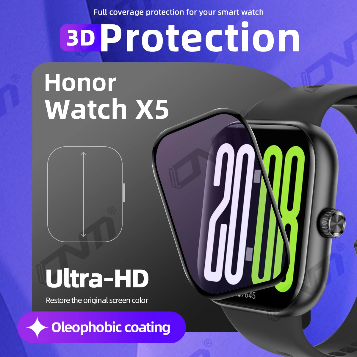 Película protectora 3D para protector de pantalla Honor Watch X5, cobertura total antiarañazos para accesorios Honor Watch X5 (no vidrio) - imagen 2