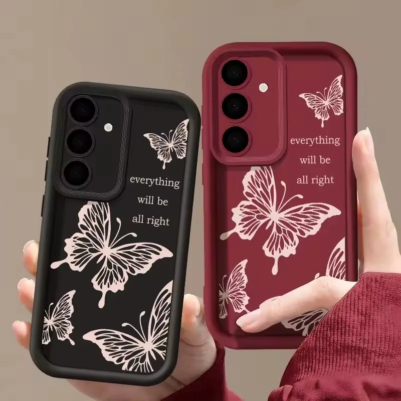 Funda de mariposa para Samsung Galaxy S25 S24 S23 S22 Ultra S21 S20 S24 FE A15 A35 A54 A55 5G, funda suave a prueba de golpes - imagen 4