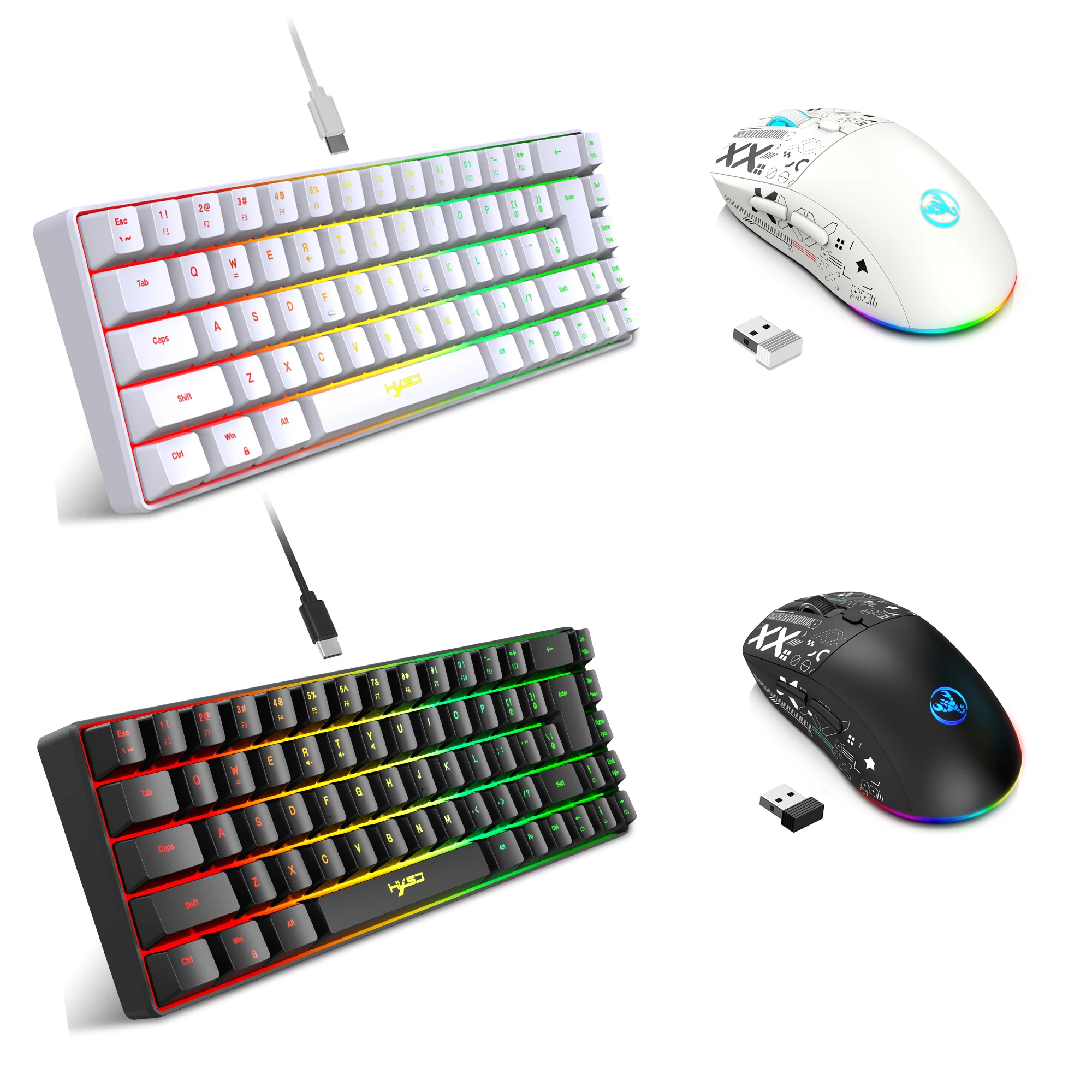 60% juego de combinación de teclado y ratón gamer teclado blanco combo ordenador teclados con cable ratones teclado de oficina para ordenador portátil - imagen 3