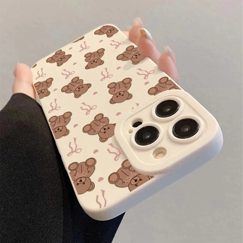 Funda de teléfono con cordón de perla blanca y oso con lazo bonito para iPhone 17 16 15 14 13 12 11 Pro Max 7 8 Plus 16E 17Air X XR XS - imagen 5