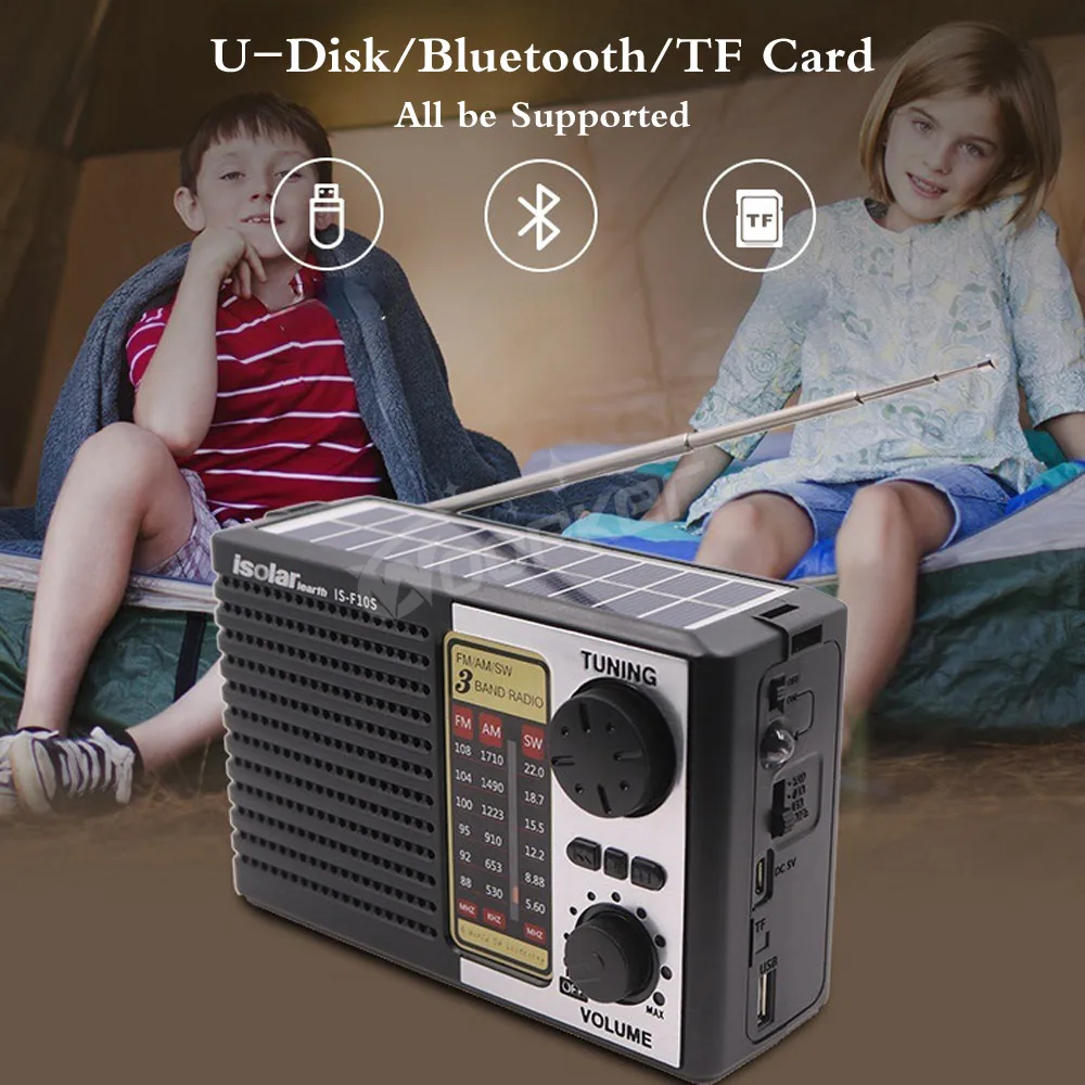 Woopker-Radio de emergencia Solar multibanda, alta sensibilidad, compatible con función FM / AM/SW, Altavoz Bluetooth, disco U, tarjeta TF - imagen 3