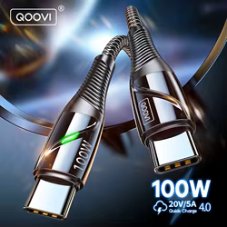 QOOVI-Cable USB tipo C a USB tipo C para portátil, cargador de USB-C de carga rápida para Xiaomi, Huawei y Samsung, 3M, PD, 100W