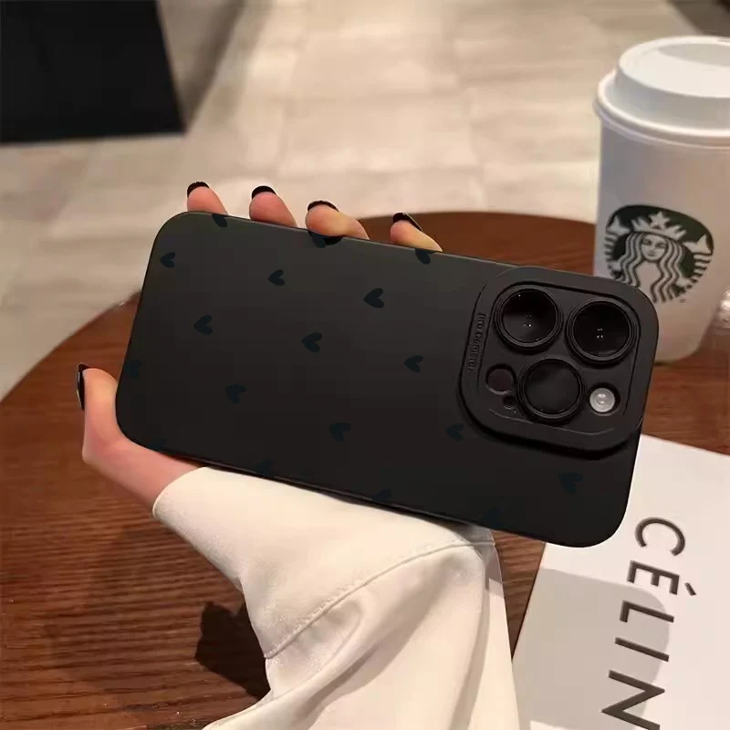 Funda de teléfono con corazón de amor negro para Xiaomi Redmi Note 13Pro 4G 12 11 10 Pro Plus 10S 11S 12S 13C 12C 5G cubierta de parachoques suave a prueba de golpes - imagen 2