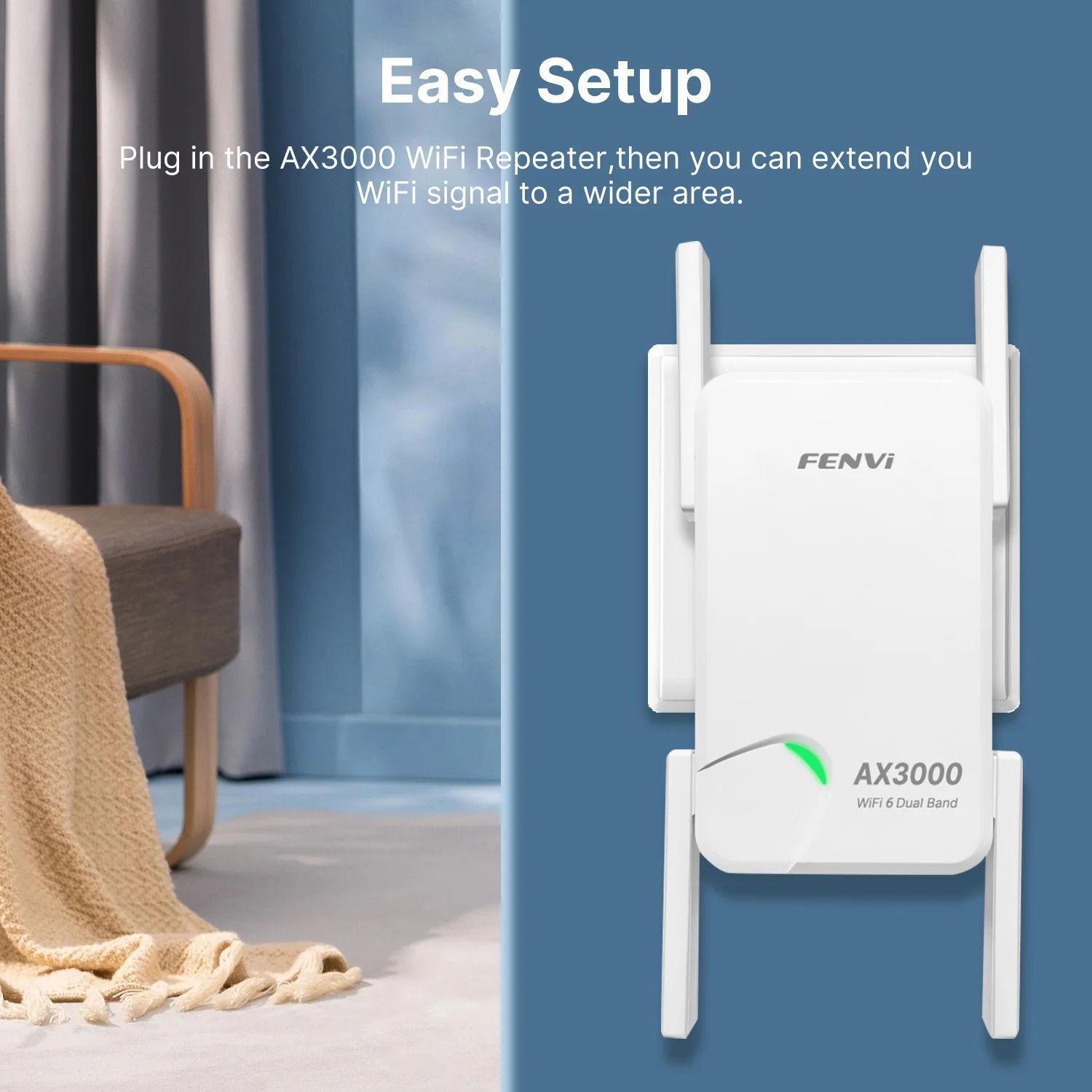 Repetidor AX3000 WiFi 6 Roteador Wi-Fi 6 amplificador de señal 5G 2,4G 802.11ac Gigabit amplificador extensor WiFi de largo alcance WPS fácil de configurar - imagen 5
