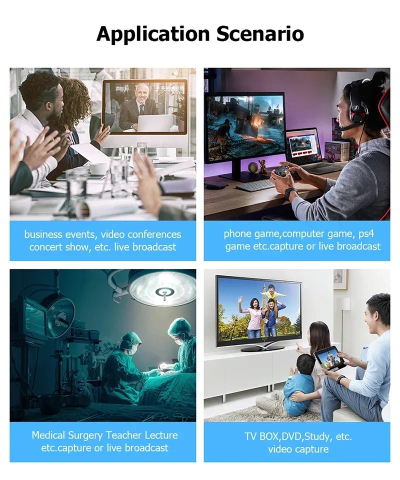 Graphics Capture Card 4K HDMI To USB 3.0 Video Recording Box for PC Game Live Streaming Video Recorder Mic in Audio Out Loop - imagen 5