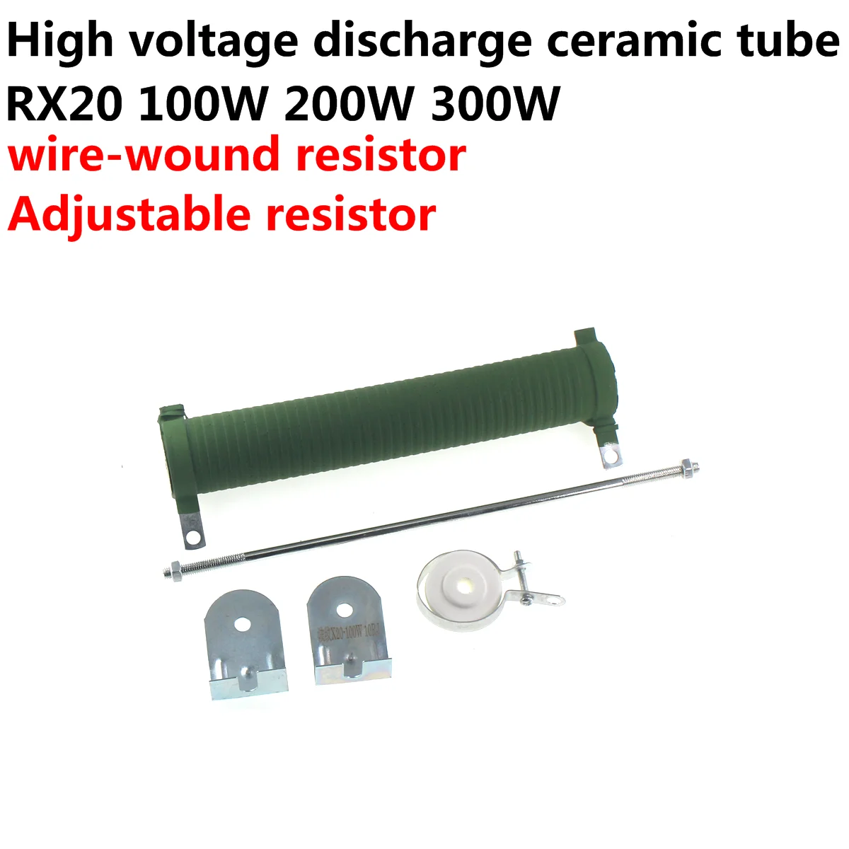 RX20 50W 100W 200W 3000W Resistencia bobinada ajustable de alta potencia Reóstato deslizante Carga de freno 10 20 30 40 50 100 150 500 Ohm - imagen 2