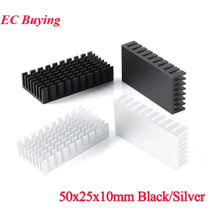 2 uds/1 unidad 50X25X10mm disipador de calor enfriador de radiador aleta de refrigeración disipador de calor de aluminio para módulo de Transistor LED IC PCB PBC 50*25*10mm