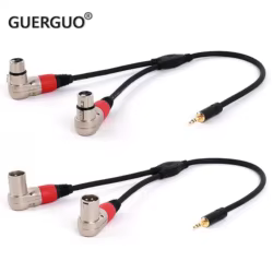 Conector macho de 3,5mm a Dual 2 xlr, conector de ángulo recto Y divisor de 30cm/50cm, Cable adaptador para amplificador, altavoz, mezclador de auriculares