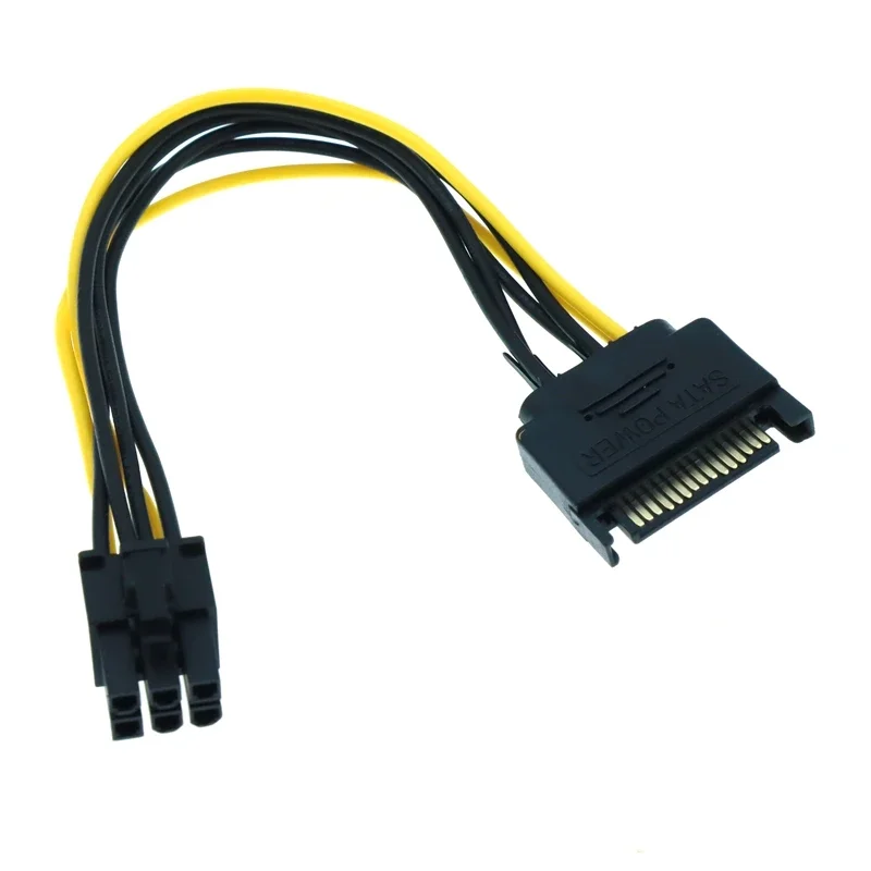 Cable de alimentación SATA, adaptador de cable de alimentación de tarjeta de vídeo gráfica SATA de 15 pines a 6 pines PCI Express (PCIe) (20 cm) - imagen 3