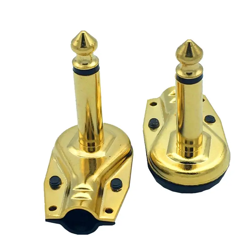 Codo de 90 grados 6,35 conector amplificador de micrófono de Audio de dos núcleos grande conector de guitarra eléctrica de un solo canal curvo de 6,35mm - imagen 3