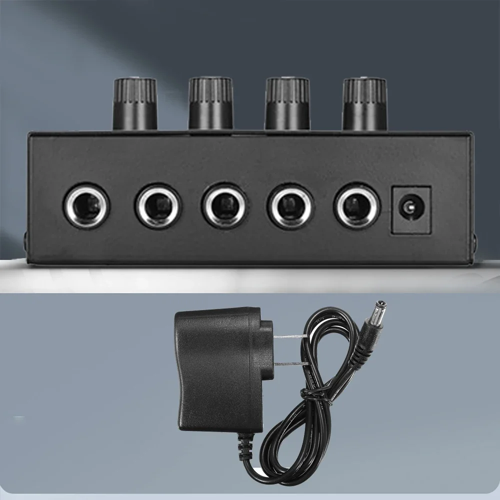 Mini mezclador de sonido de 4 canales Mezclador de línea DC 12V Mezclador de audio de fácil operación Ruido ultrabajo 4 entradas 1 salida con adaptador de corriente - imagen 5