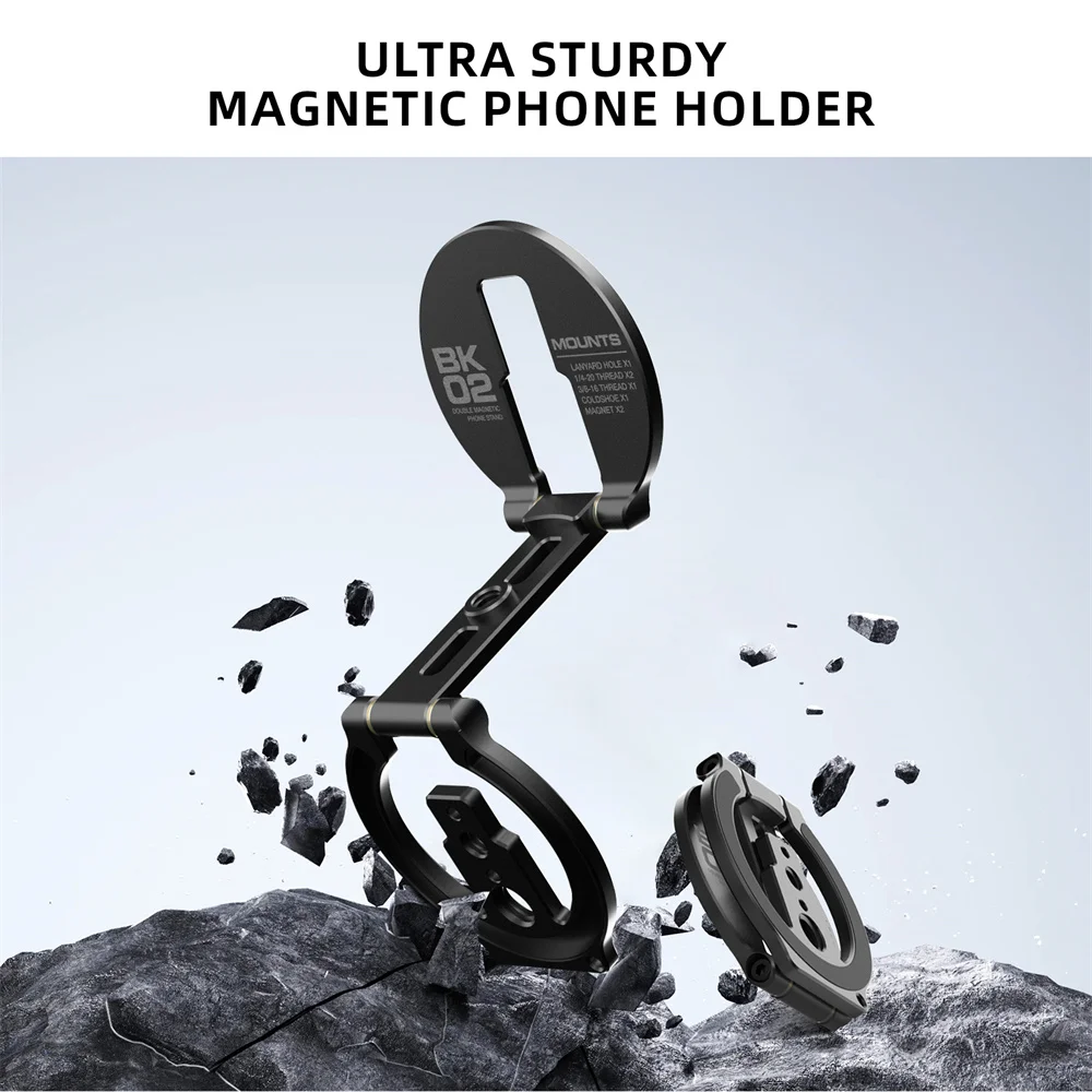 Soporte de teléfono magnético doble para trípode/cámara/soporte de avión de viaje soporte de trípode de tornillo ultrafino de 1/4" para Iphone 16-12 Android - imagen 4