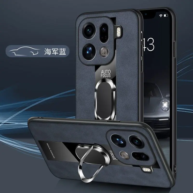 Funda para OPPO Find X9 Pro, Funda de teléfono con anillo magnético de cuero de lujo para OPPO Find X8 Pro X8 Ultra, Funda de silicona - imagen 4