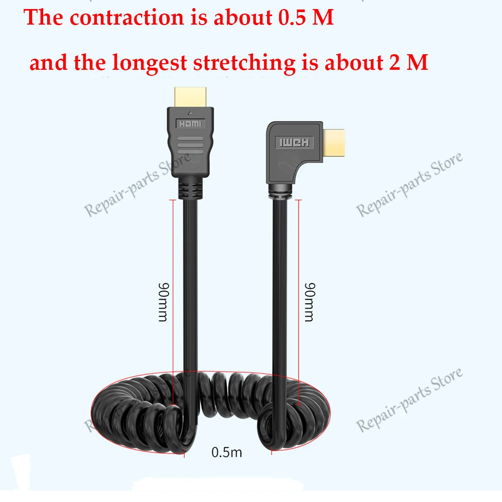 1 Uds cable HDMI a Mini HDMI, Cable Micro adaptador, Cable de resorte telescópico de codo HDMI, cámara SLR de alta definición 4k - imagen 2