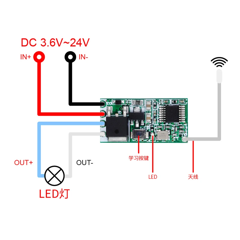 Mando a distancia RF inalámbrico, 433mhz, CC 3,6 V, 5V, 9V, 12V, 24V, 1Ch, Mini interruptor de relé, controlador de lámpara LED, Micro receptor, transmisor DIY - imagen 5