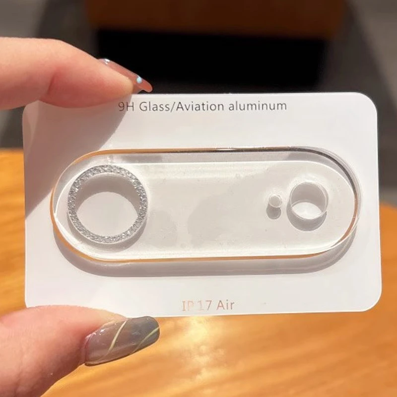 2025 nueva película protectora de cámara con purpurina para IPhone 17 Pro Max 17 Pro 17 Air 9H HD Protector de lente transparente lente trasera de vidrio cubierta completa - imagen 4