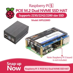 Raspberry Pi 5 PCIe M.2 NVMe HAT MPS2280D compatible con SSD