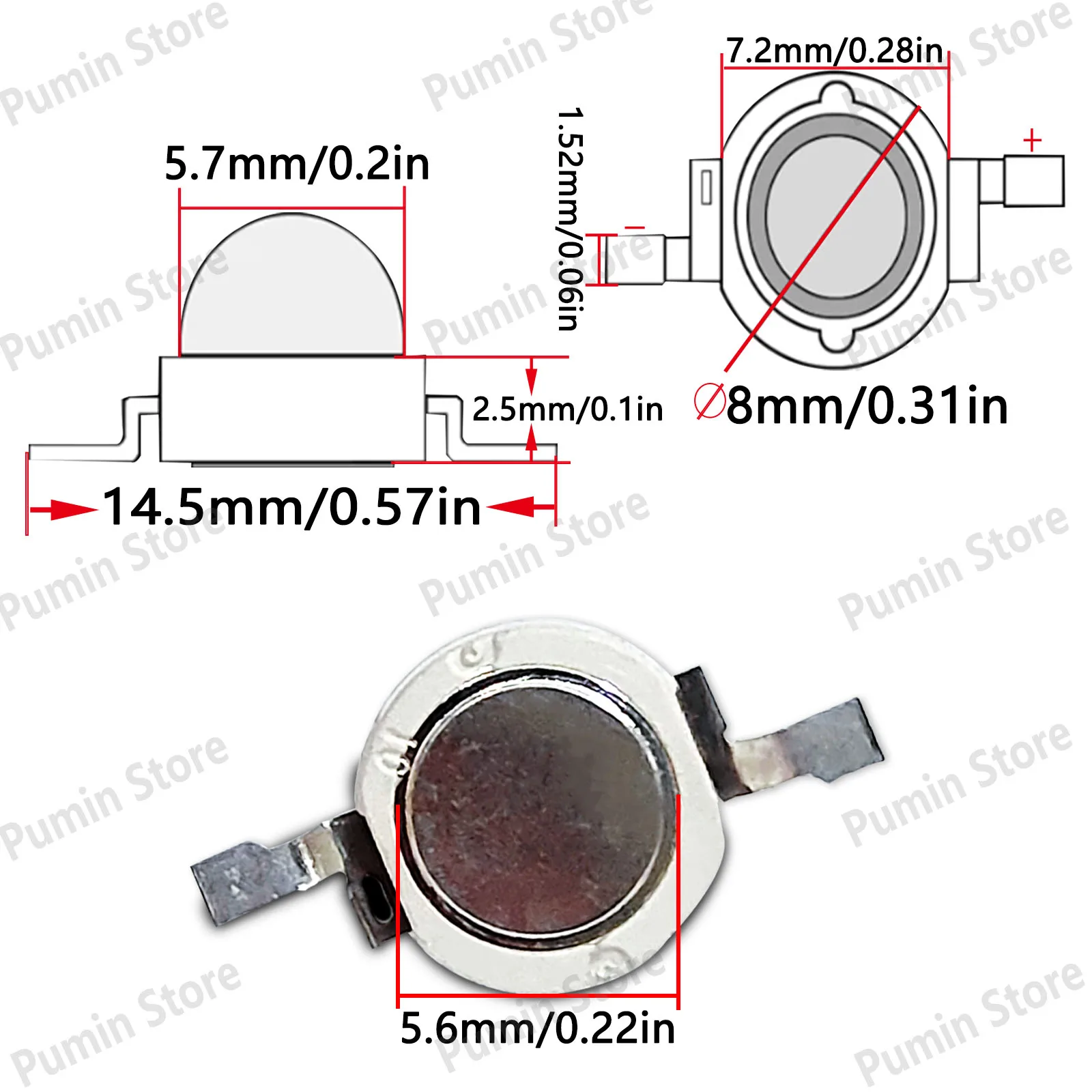 100 Uds 3W cuentas LED DC3.6-3.9V 3000K 4000K 6500K 10000K 350-700mA tubo adecuado foco de luz linterna fuente de luz cuentas - imagen 5