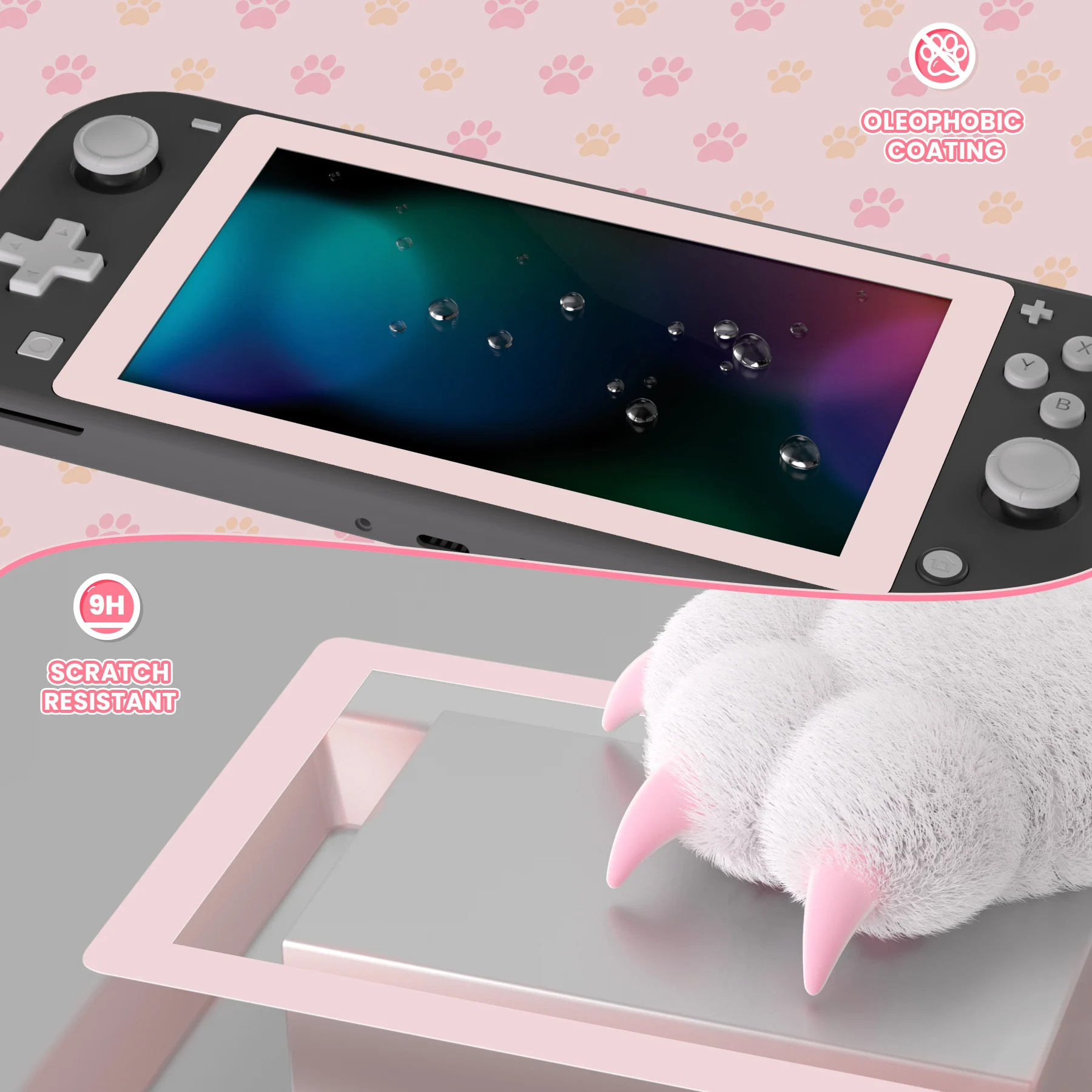 eXtremeRate Paquete de 2 protectores de pantalla de vidrio templado con película protectora transparente con borde para NS Switch Lite - Rosa de flores de cerezo - imagen 5
