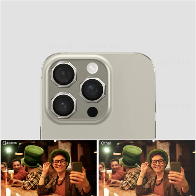 Protector de lente de cámara octogonal Armor 3D para IPhone 16 15 14 Pro Max Plus 13 Mini 16Pro I16 cubierta de lente de anillo de Metal de vidrio templado - imagen 5