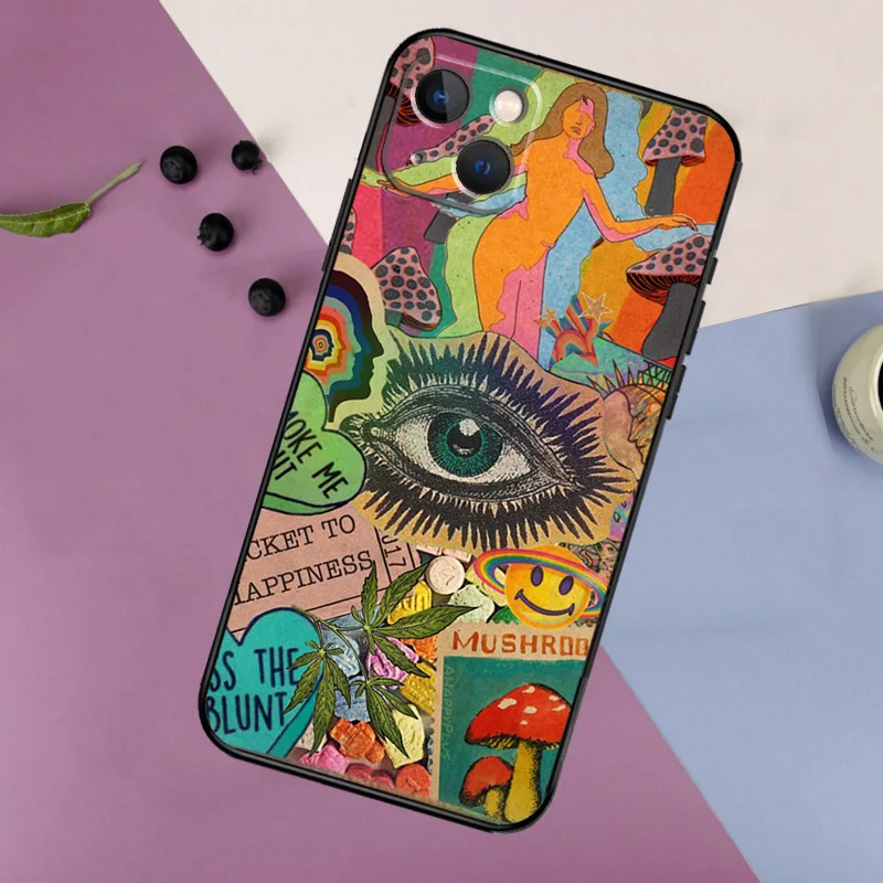 Funda de silicona colorida psicodélica Trippy Art para iPhone 17 15 14 12 11 13 Pro Max 16 Plus 12 13 Mini 16e 17 Air contraportada - imagen 3