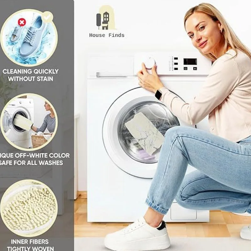 Nueva bolsa para zapatos de lavado, red de algodón para lavandería, fibras esponjosas, elimina fácilmente la suciedad, bolsas para lavar, organizador de ropa y zapatos antideformación - imagen 4