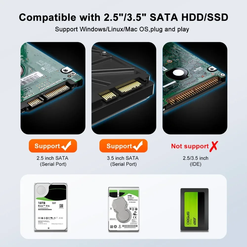 MAIWO-carcasa de disco duro externo para PC y portátil, carcasa de HDD 3,5 2,5 SATA a USB 3,0, adaptador para SSD de 2,5 "y 3,5" - imagen 2