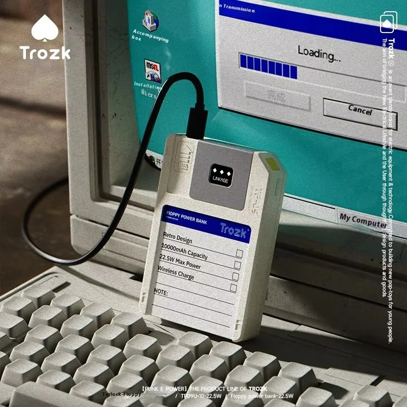 Trozk-Banco de energía con disquete, energía móvil magnética, suministro de 10000 Mah, tesoro de carga portátil con almacenamiento, regalo multifuncional - imagen 5