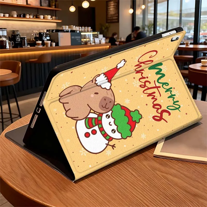 Capibara de Navidad de dibujos animados para Samsung Galaxy Tab S11 S10 S9 S8 S7 S6 A11 A9 A8 A7 10,5 10,4 Lite FE Plus pulgadas funda para tableta - imagen 3
