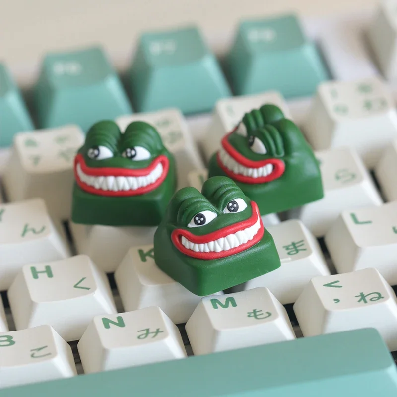 Sad Frog-Tapa de teclado artesanal, personalizada, de resina, hecha a mano, accesorios de teclado mecánico, Cherry MX - imagen 5