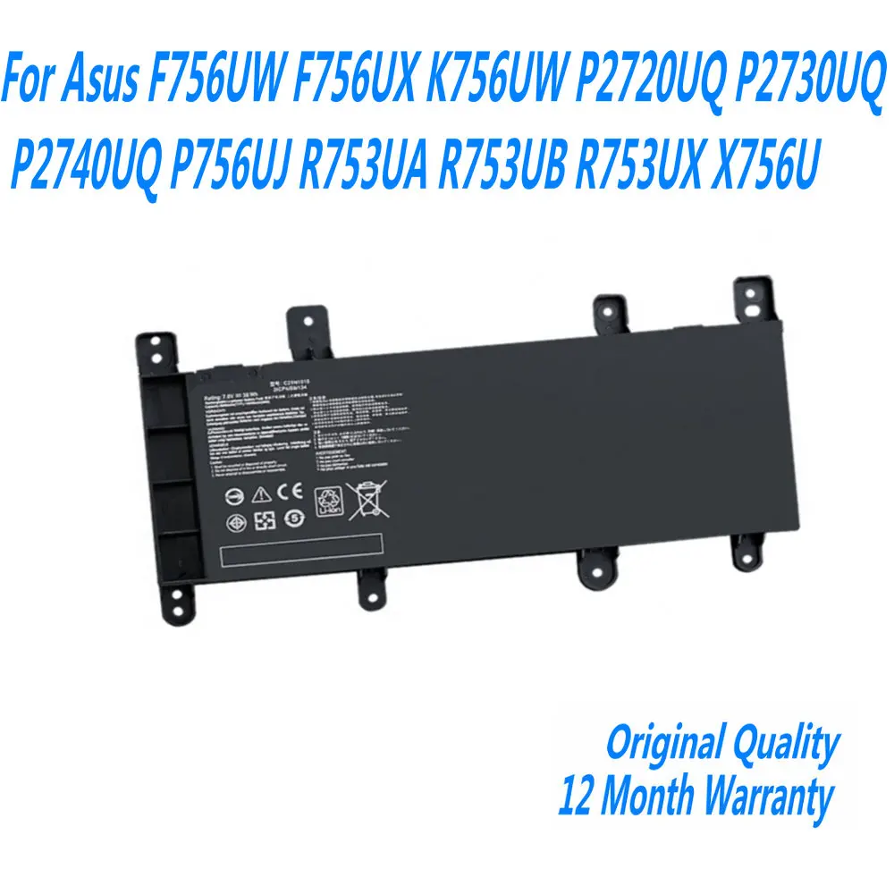 Batería para ordenador portátil ASUS, 7,6 V, 38WH, C21N1515, F756UW, F756UX, K756UW, P2720UQ, P2730UQ, P2740UQ, P756UJ, R753UA, R753UX, X756U