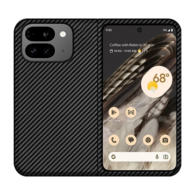 Funda de teléfono de fibra de carbono plegable para Google Pixel 9 Pro, carcasa de parachoques de PC dura, protección completa a prueba de golpes - imagen 2