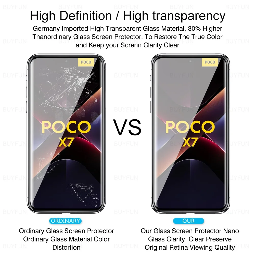 3-1 Uds PoccoX7 vidrio templado curvo para Xiaomi Poco X7 5G Protector de pantalla Poxo X 7 Poko Little x7 cubierta de cristal frontal Original - imagen 4